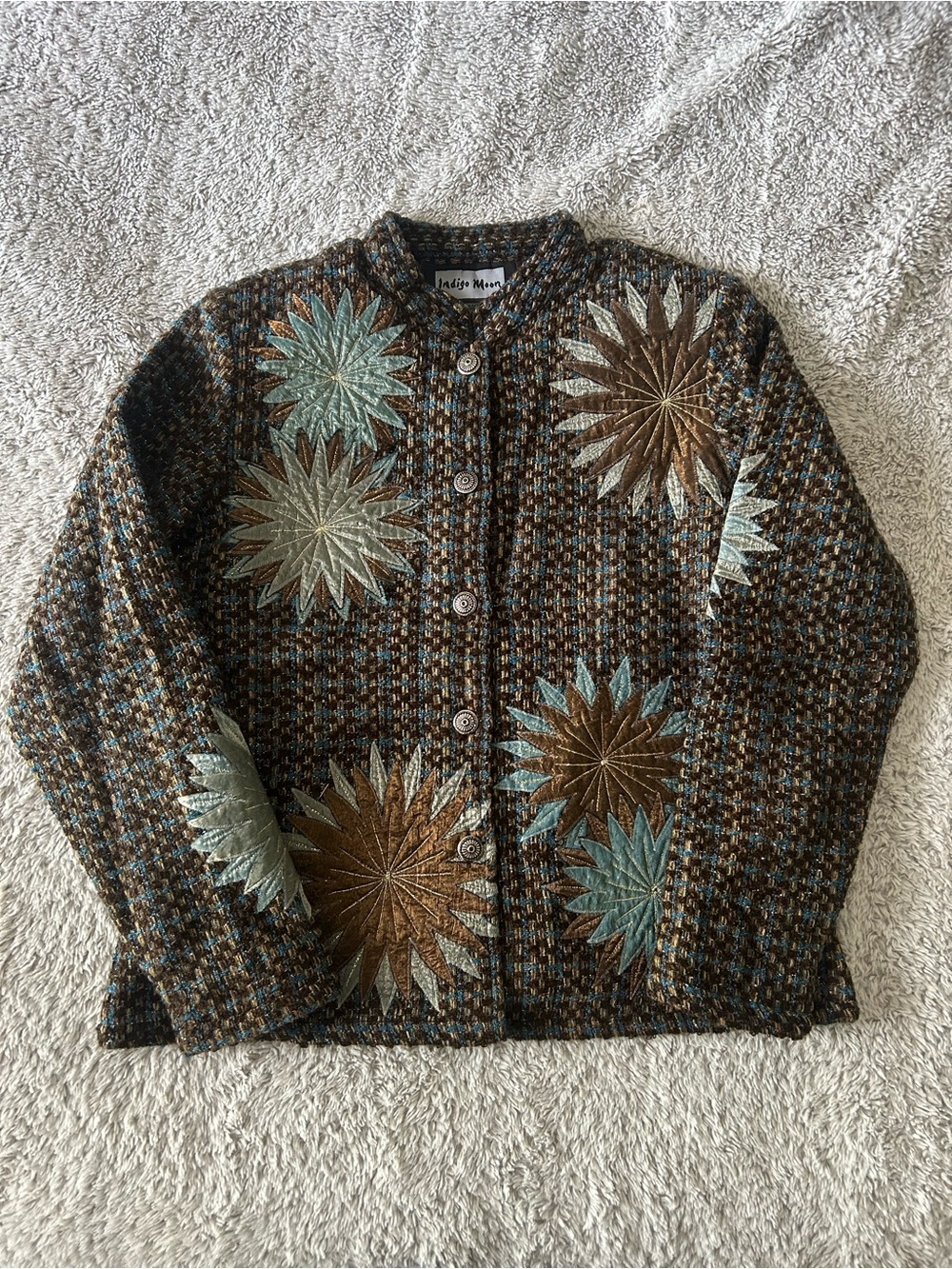 Vintage 90s Indigo Moon Tapestry Sunburst Jacket